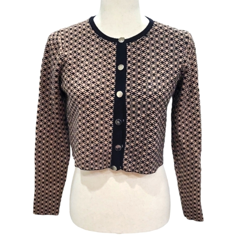 EUC Truth by Republic women's plaid cropped clip button sweater cardigan, SP
